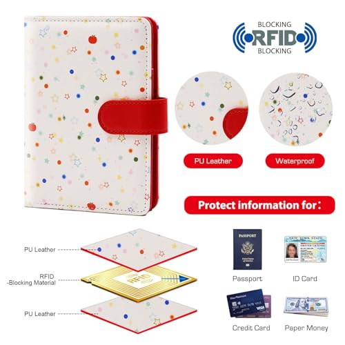 Image of Melsbrinna Rfid Passport Holder for Travel women /Men, Cute Passport Wallet Rfid Blocking Card Slots, Rfid Passport Cover /CaseTravel Wallet, Passport Book Holder (1, apple red a)