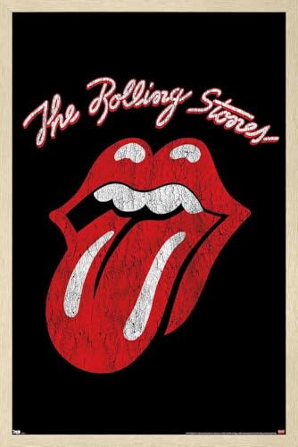 Trends International Rolling Stones - Classic Logo Wall Poster, 34L x 22.4W, Blonde Framed Version