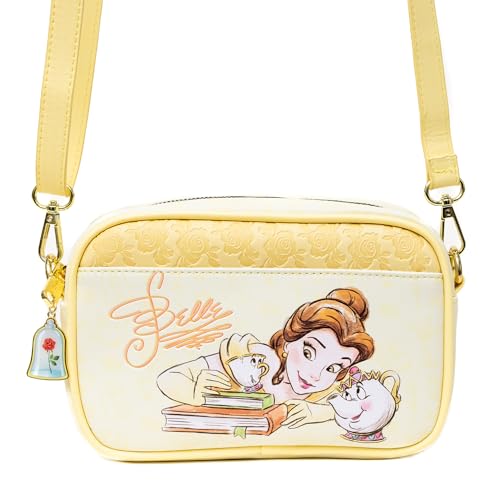Disney Bag, Crossbody, Beauty and the Beast Belle Chip Mrs Potts and Beast Pose, Vegan Leather4