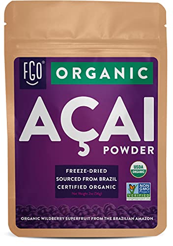 Organic Acai Powder (Freeze-Dried) | 2Oz Resealable Kraft Bag | 100% Raw Superfood Berry From Brazil | By Fgo #TOP4