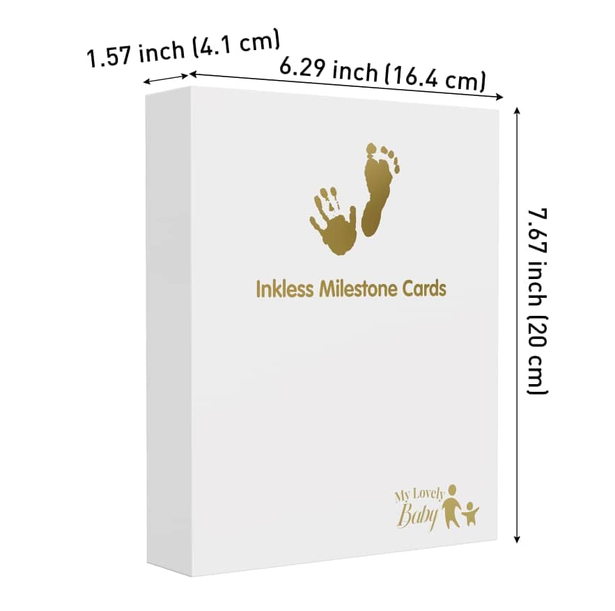 Image of Premium Inkless Monthly Milestone Cards Kit with Baby Hand & Footprint Keepsake Set|14 Elegant Milestone Cards & 14 Inkless Towelettes|Non-Toxic & Safe Memory Kit for Newborn Babies - Black
