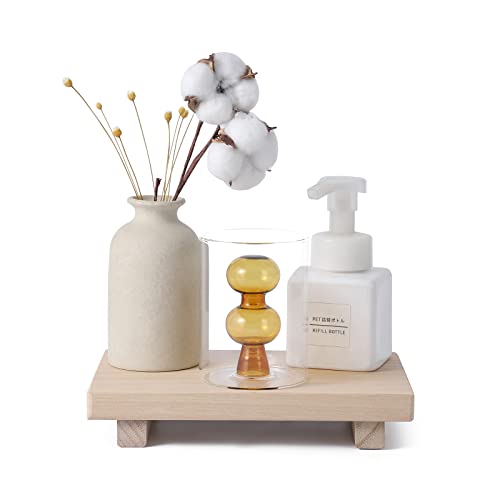 Small Bathroom Counter Organizer Wooden Decorative Trays Rectangular Cosmetic Holder For Kitchen, Soap, Lotion Bottle, Plant, Cosmetic, Burlywood #TOP5