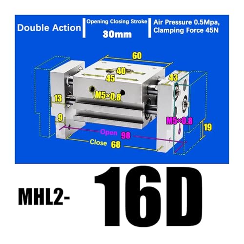 Pince pneumatique MHL2-16D à double effet type large en aluminium cylindre parallèle - 6