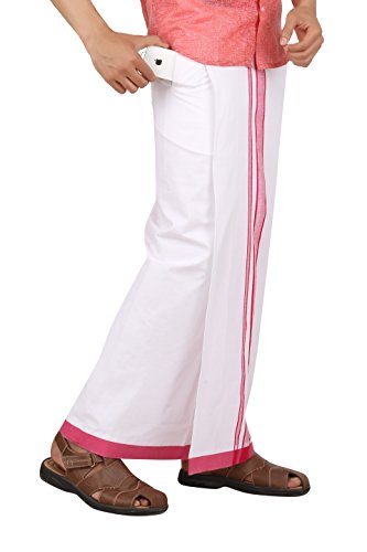 Prakasam Cotton Men's Cotton Dhoti_Moon-Vel-Pkt-Pink_Pink_32