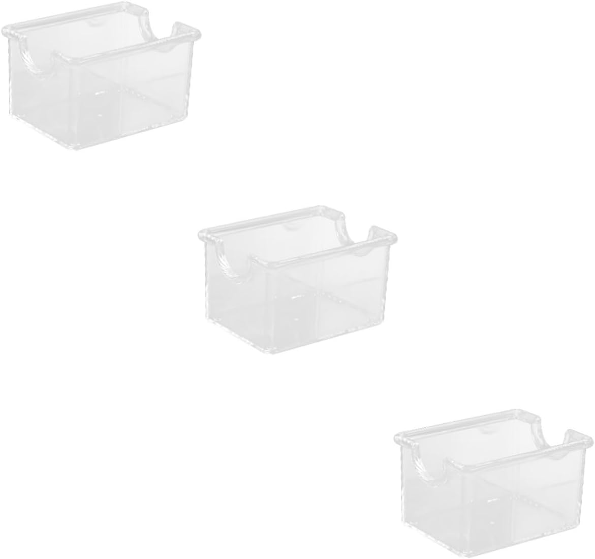 Cabilock 3pcs Acrylic Tea Bag Organizer and Sugar Packet Holder Transparent Small Storage Box for Home Office and Cafe Compact Design Sturdy Structure Lightweight Easy to Move