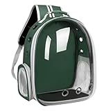 Kirk Mochila de Transporte Pet (Bolsa Astronauta) Visão Panorâmica, Ventilação 360°, Acrílico Transparente, para Cães e Gatos até 6kg, Alças Acolchoadas e Viagem Segura (Verde)