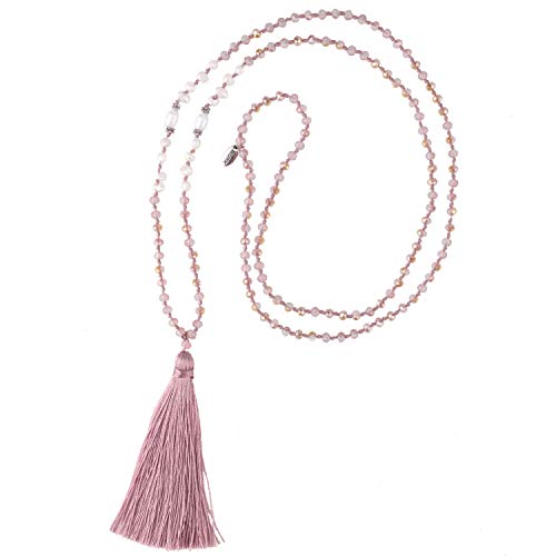 KELITCH Long Tassel Necklace Handmade Colorful Boho Pendant Pearl Crystal Beads Chain Friendship Necklace Women Jewelry
