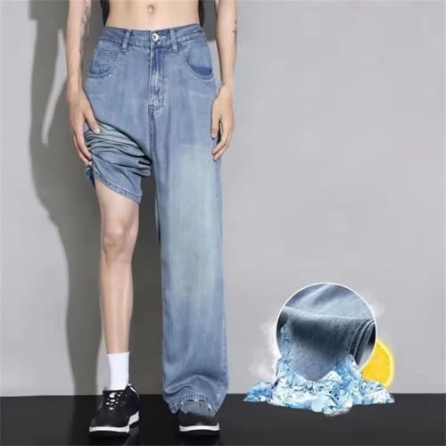 Men's Thin Cozy Baggy Jeans Soft Vintage Denim Trousers Korean Style Baggy Straight Casual Pants2