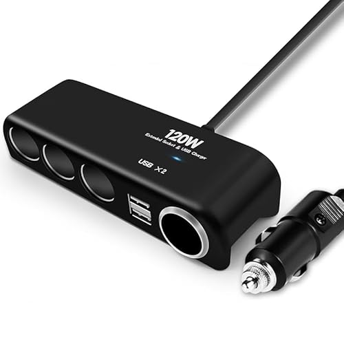 4-Wege-Kfz-Ladegerät, Splitter, Netzadapter mit Mehrfachsteckdose, 2.4A Dual-USB, 12 V-24 V Auto Ladegerät Zigarettenanzünder 4-Wege-Kfz-Ladegerät, Splitter, Netzadapter mit Mehrfachsteckdose, 2.4A Dual-USB, 12 V-24 V Auto Ladegerät Zigarettenanzünder