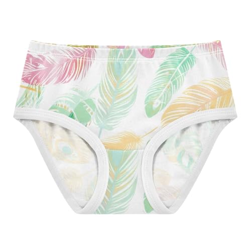 Animal Toddler Underwear Floral 2t Cotton Panties Little Girl Pastel Colored Feathers White Kids Undies Briefs
