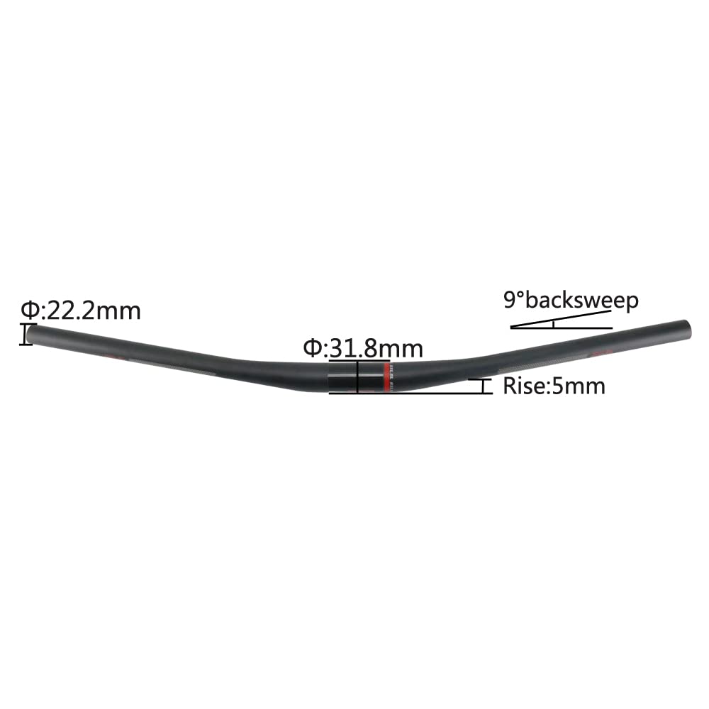 RXL SL Manillar de Carbono MTB 31.8 para Bicicleta de Descenso y Montaña - Plano, UD Mate, 760mm