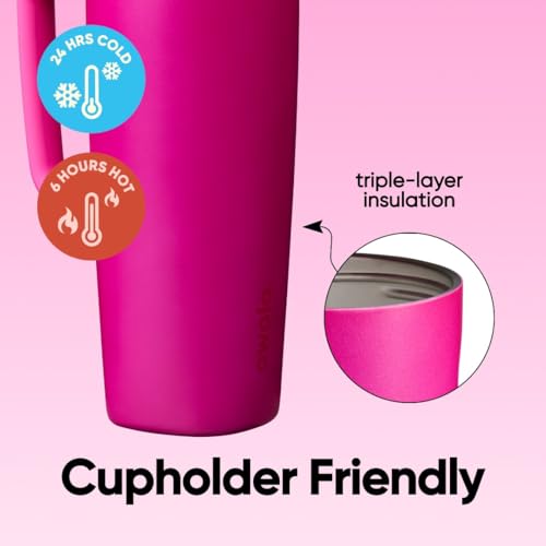 Image of Owala SmoothSip Slider Stainless Steel Insulated Travel Mug with Handle, 100% Leak Proof, For Hot and Cold Drinks, Travel Friendly with Sliding Lock Lid, 24 oz, BPA Free, Leak Proof, Read My Lips