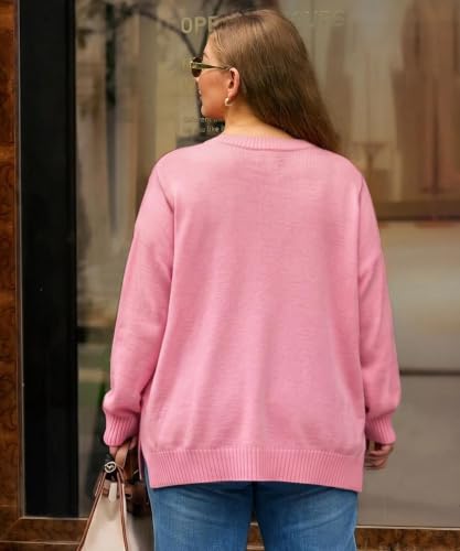 Image of TIYOMI Plus Size Sweaters for Women Oversized Pullover Crewneck Sweater Knit Side Split Casual Sweaters Fall Winter XL-5XL