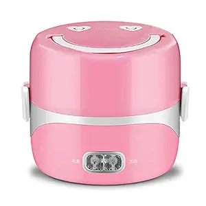 Electric Lunch Box 1.3L Food Warmer Container Portable Multi-Function Food Grade Stainless Steel liner Hot Rice Artifact Mini Rice Cooker Heat Preservation for Use in Office Outdoor School Pink Lunc