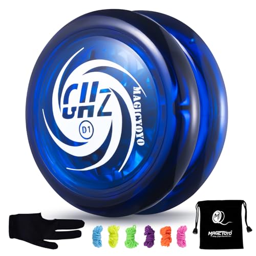 YOSTAR D1 Yoyo Kinder JoJo mit Leerlauf, Looping Profi JoJo für Anfänger, Responsive Kinder Jo jo Spielzeug, Trick Jo-jo mit 6 Schnur, Handschuh, Tasche (Blau)