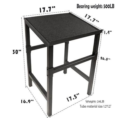 Black adjustable dumbbell stand with non-slip pad, 500LB load.