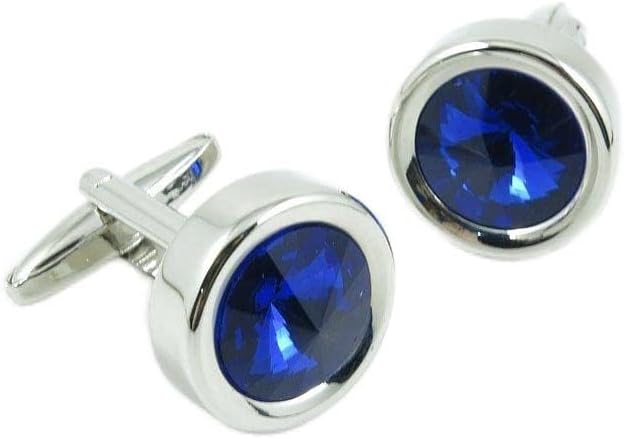 Cufflinks Cuff Links Fashion Mens Boys Jewelry Wedding Party Favors Gift 044HD0 Dark Blue Round Crystal