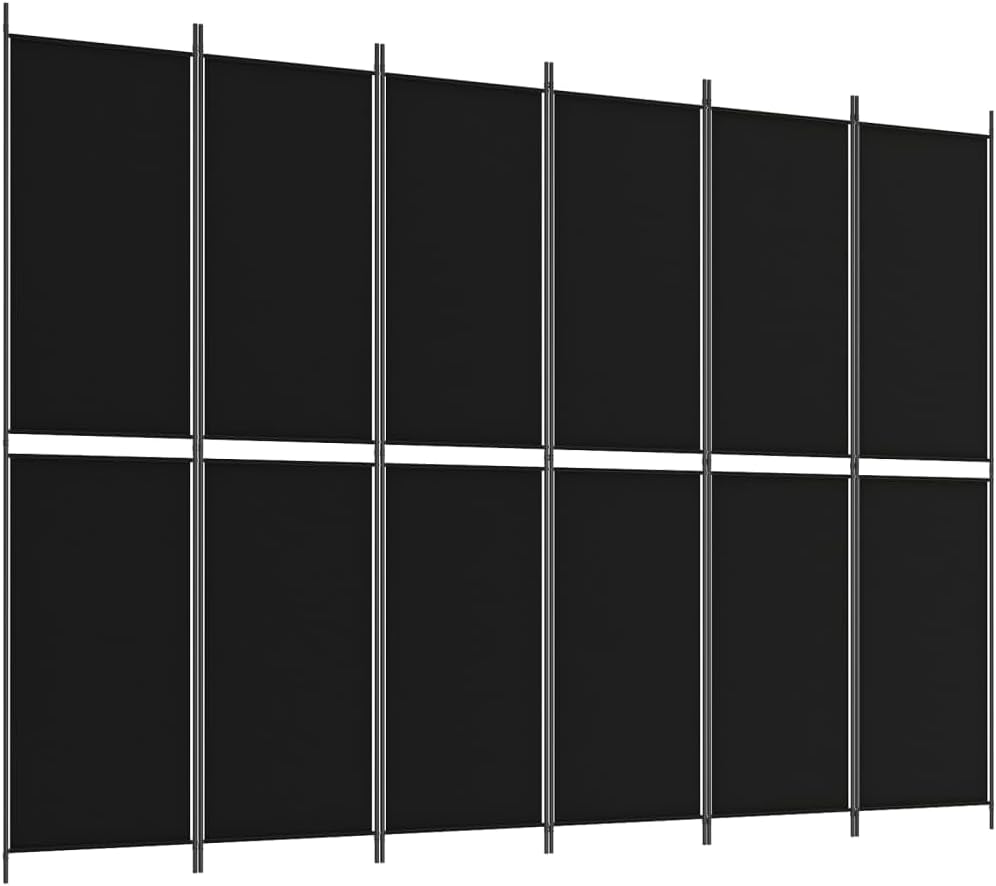 vidaXL vidaXL Room Divider, 6 Panel Room Divider Screen, Foldable Privacy Divider Wall Partition Room Separator for Home Office Bedroom, Black Fabric