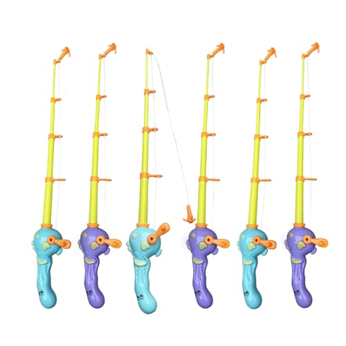 Timisea Magnetic Fishing Toy Pole 6 Pack for Replacement | No Fishes are Included Fishing Bath Toys Game for Bath Time Carnival Educational Learning Toys for Children Magnetic Fishing Rod Game