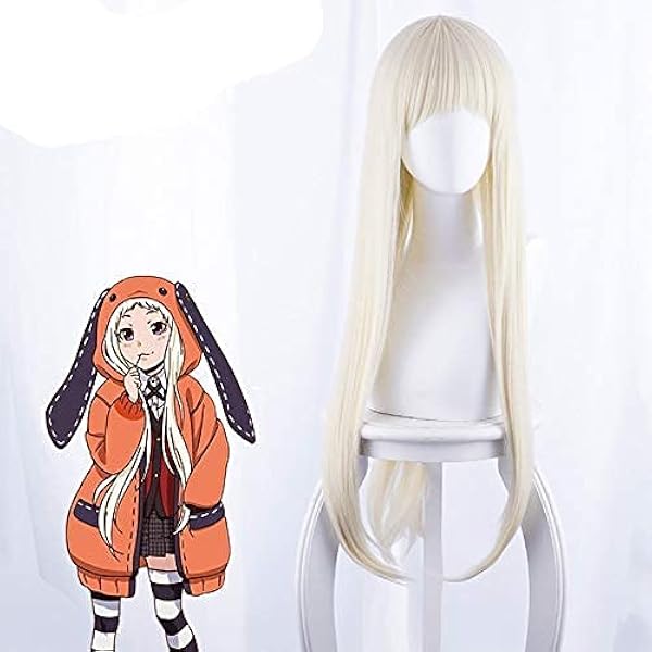 Chtom Anime Kakegurui Yomozuki Runa Cosplay Pruik Hittebestendig Synthetisch Haar 80cm Wig Cap