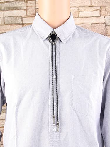 Image of GelConnie Bolo Tie for Men Women Western Cowboy Turquoise Leather Necktie | Natural Stone Bolo Tie Necklace for Women Rodeo Cowboy Leather Necktie Native American Western Cowgirl Ties Adjustable Cord