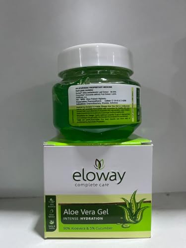 Image of ALOEVERA GEL for Intense Hydration | 90% Pure Aloe Vera & 5% Cucumber Extract | Soothes, Cools & Nourishes Skin | Non-Sticky, Lightweight Formula | (Pack of 2 x 100g) | For All Skin Types
