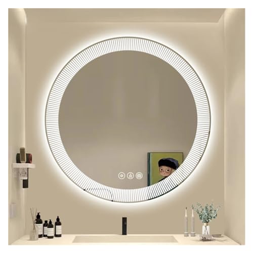 MOODHOOD Espejo de baño antivaho Regulable de 3 Colores, Espejos Redondos, Espejo de Maquillaje for Ducha de apartamento, para baño