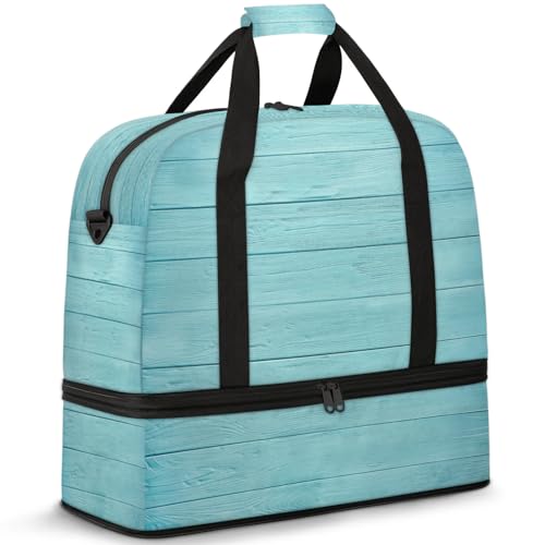 Wood Summer Ocean Travel Duffel Bags for Women & Men Large Sports Gym Bags Foldie Weekender Overnight Bag Carry On Tote Bag With Shoe Compartment Personal Item Bag for Travel Sports Gym