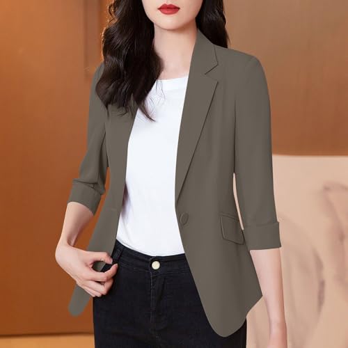 Women Blazer Trendy 3/4 Sleeve Blazers Casual Lapel Open Front Suit Jackets Business Corporate Outfits2