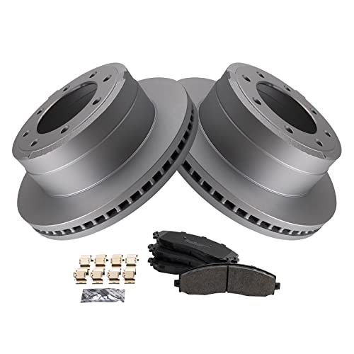 Image of TRQ Rear Brake Pad & Rotor Kit Semi-Metallic Premium G-Coated Compatible with 2013-2019 Ford F-250 Super Duty F-350 Super Duty