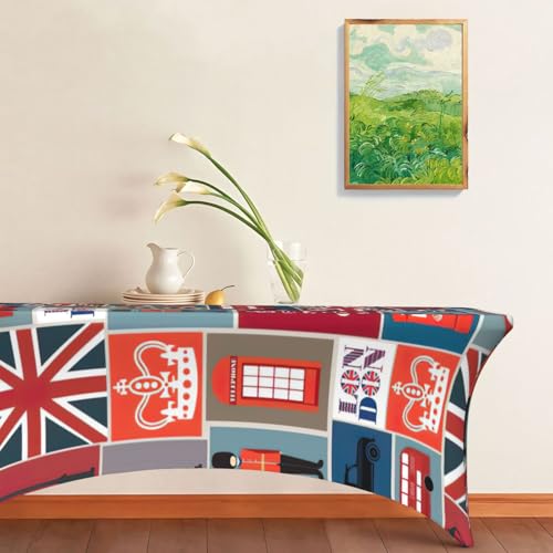 Nappe rectangulaire élastique motif Angleterre grande table - 8