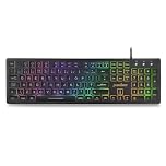 Perixx PERIBOARD-317RGB Wired Backlit USB Keyboard, Large Print Letters, RGB LED, UK QWERTY Layout, Ideal for Low-Light Environments
