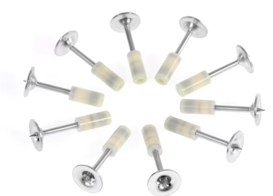 Round Nail Gun Pegs, 7.3mm Diameter, 25mm Length, 200-Pack, Silver
