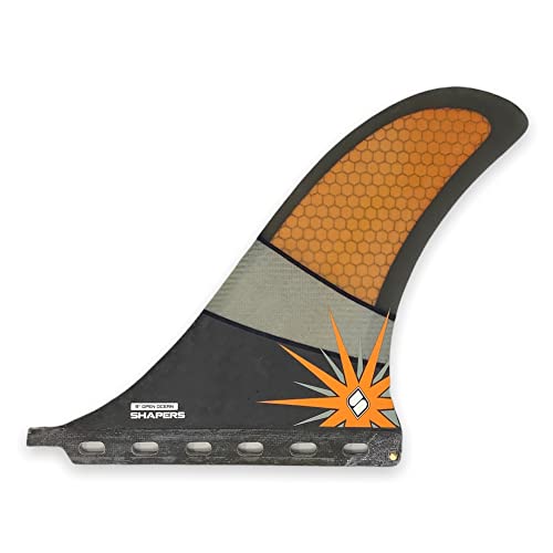 Shapers SUP Open Ocean 9.0″ Single Fin | Spectrum with Black and Orange Hex | for Stand-Up Paddle Boarding