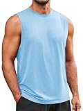 Runcati Mens Sleeveless Tank Tops Workout Athletic Muscle Shirt Casual Summer Beach T Shirts Sky Blue