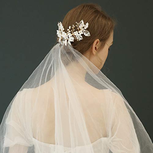 Peinetas para el pelo de novia con cristales y perlas de boda 4