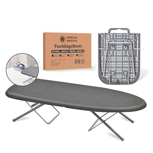 SimplySmooth Inklapbare tafelstrijkplank inclusief strijkplank - mini strijkplank 77 x 30 cm - strijkplank voor de tafel met draaggreep, rubberen voetjes en hoogwaardige bekleding