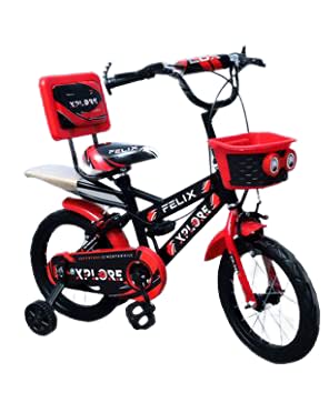 Image of Felix Xplore 14X2.40 Double Seat Bicycle 14 Inch Fully Adjustable with Back Seat & Support for Boys and Girls 2 to 5 Years