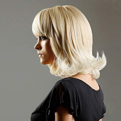 Perruque anti-déformation à boucles courtes dorées pour dames - 5