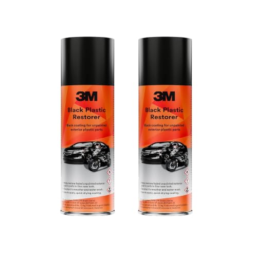 Image of 3M Black Plastic Restorer, Black Coating for Unpainted Exterior Plastic Parts (330g, Pack of 2)