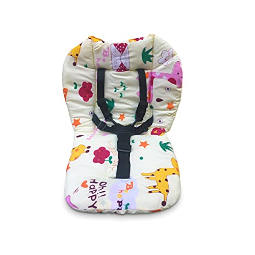 High Chair Cushion and Straps,High Chair Cushion Pad,Baby Seat Cushion Liner Pads Cover Mat and Highchair 5 Point Harness Straps,1 Set(Giraffe)