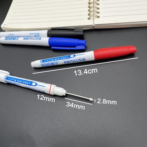 JZK 4x Waterproof Permanent Long Tip Marker Pens, Deep Hole, Fine Nib, Construction Marking Pens, Carpenter Pen - Image 3