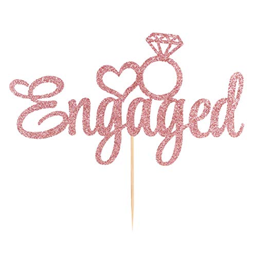Auteby Engaged Cake Topper - Engagement Wedding Party Decorations Supplies (Rose Gold) #TOP1