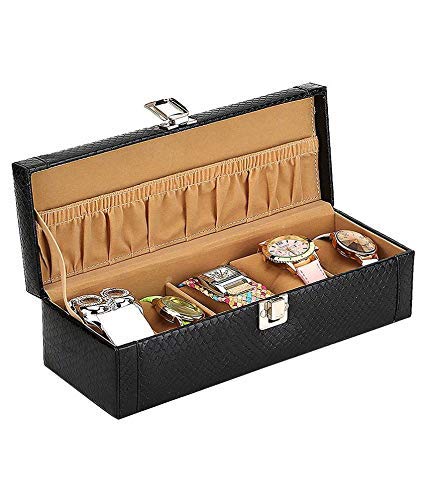 THE RUNNER 5 Slots Watch Box Organizer With Black Crocodile Design | Watch Case Box for Men & Women | Watch Storage Box for 5 Watches (PU Leather) (B083XXDQ95) Amazon Price History, Amazon Price Tracker