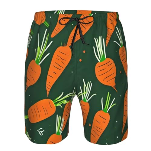 CPAQasg Short de bain pour homme imprimé carotte Happy Carotte Short de bain Vacances d'été Sports Maillots de bain essentiels de voyage, blanc, L taille courte – vue 5