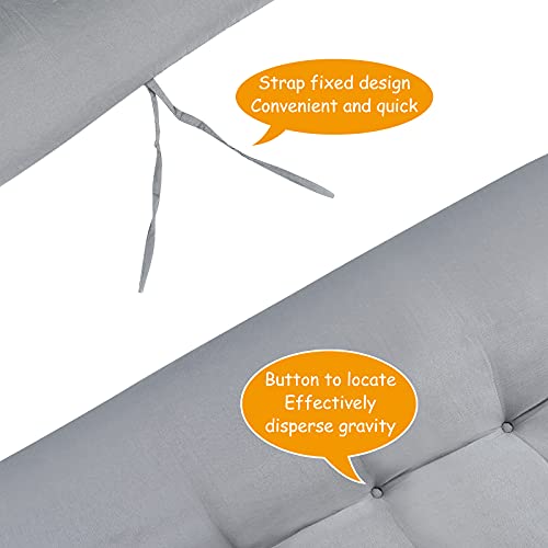 PLULON Garden Bench Cushion, 2 3 Seater Seat Pad Garden Bench Pad Porch Swing Chair Cushion Bench Pad Mat Rectangle Seat Cushion Pad for Garden Patio Lawn Lounger Bench 120x48cm (Grey) - Image 3