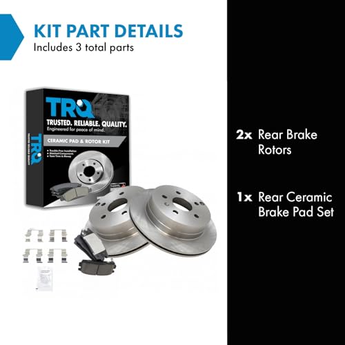 Image of TRQ Rear Brake Pad and Rotor Set Ceramic Vented Rotors Compatible with 2010-2017 Chevrolet Equinox GMC Terrain