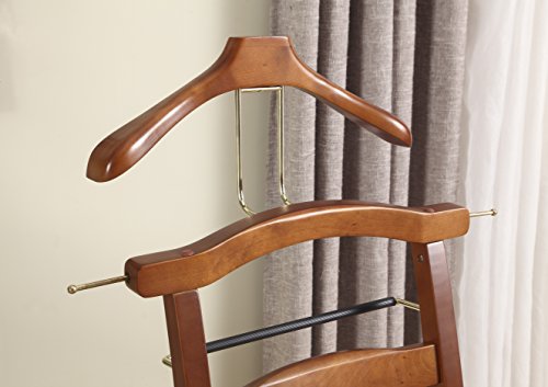 Proman Products Manchester Chair Valet Vl36123 With Drawer, Hanger, Trouser Bar And Tie & Belt Bar, 18" W X 23" D X 44" H, Walnut #TOP2