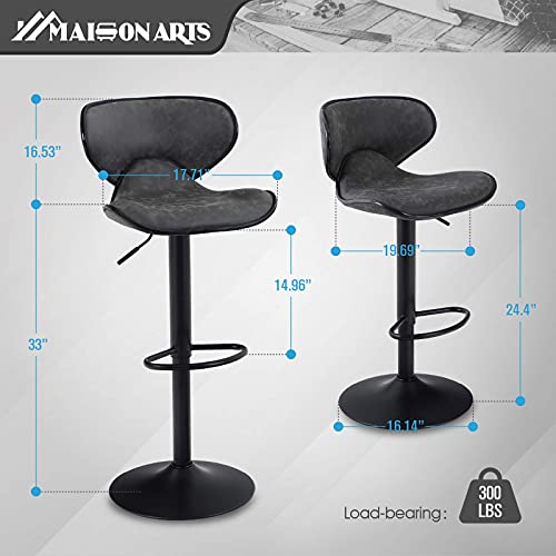Maison Arts Counter Height Swivel Bar Stools Set Of 2 Adjustable Barstools With Back For Kitchen Counter Tall Bar Height Chairs Faux Leather High Stools For Kitchen Island,Support 300 Lbs,Grey #TOP1