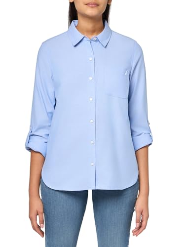 Image of Nautica Women's Button Front Long Sleeve Roll Tab Shirt